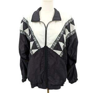 Vintage Bocoo Colorblock Windbreaker Jacket Black White Geometric 90s Athleisure